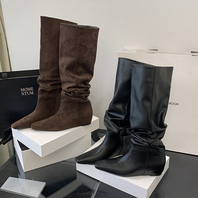 2025新款方头内增高长靴女不过膝