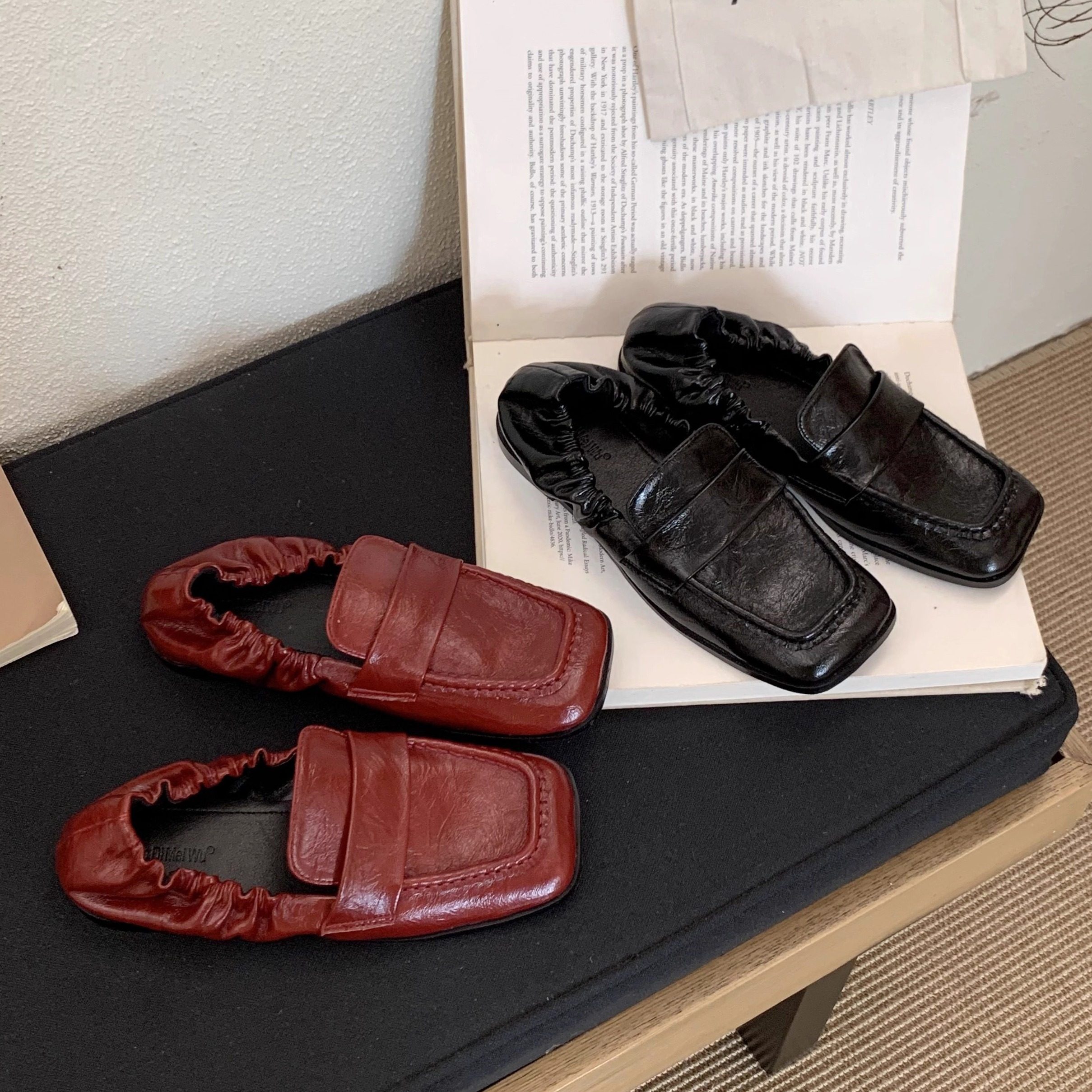 2025新款英伦小皮鞋女新款复古方头一脚蹬乐福鞋女平底单鞋豆豆鞋,女鞋,乐福鞋（豆豆鞋）,淘宝优惠券,粉丝福利购,淘宝优惠卷