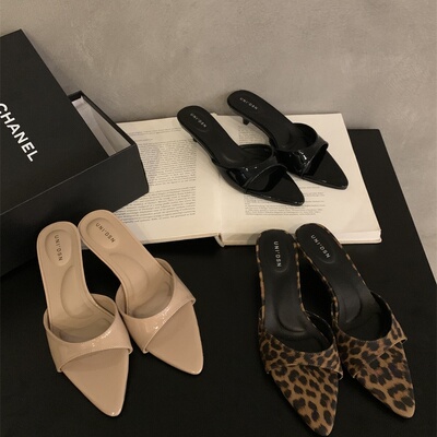 凉鞋尖头细跟中跟拖鞋