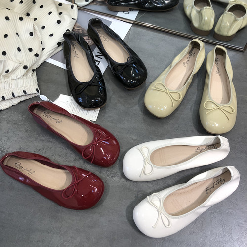 蝴蝶结豆豆鞋韩版浅口结婚鞋单鞋