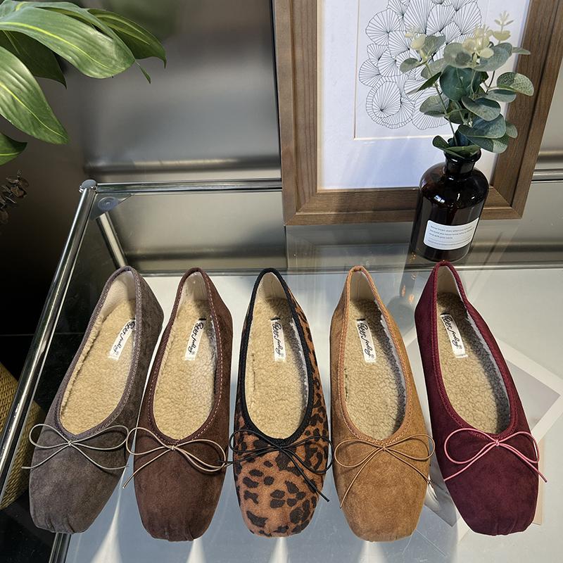 2025秋冬新款羊羔毛芭蕾舞鞋