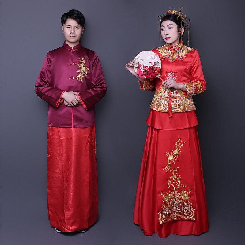 新款龙凤褂中式新娘嫁衣结婚礼服出租 新郎新娘秀禾服租赁