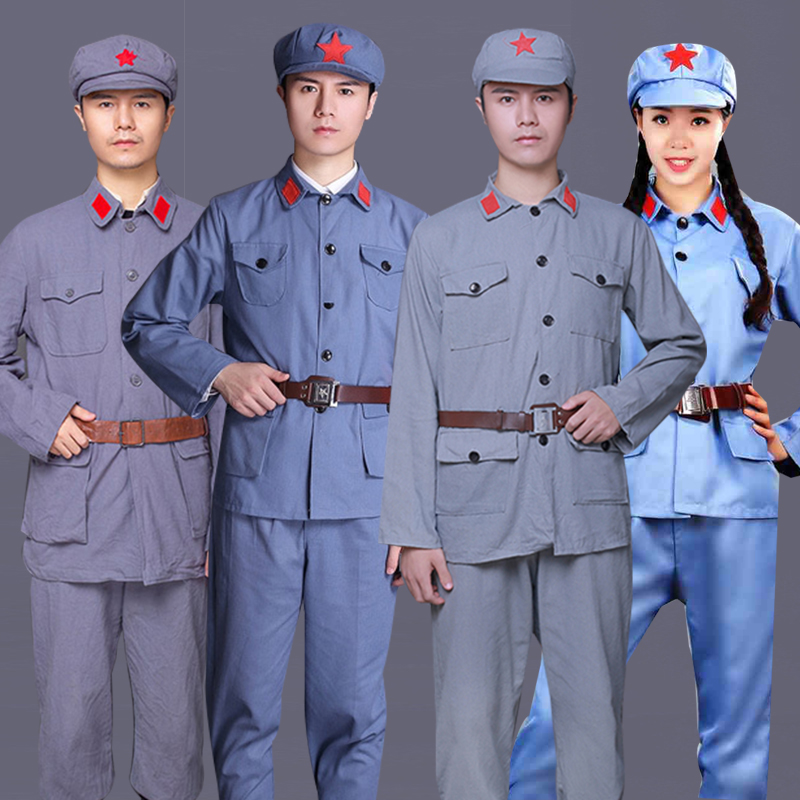 红军表演服浅灰色蓝色八路军