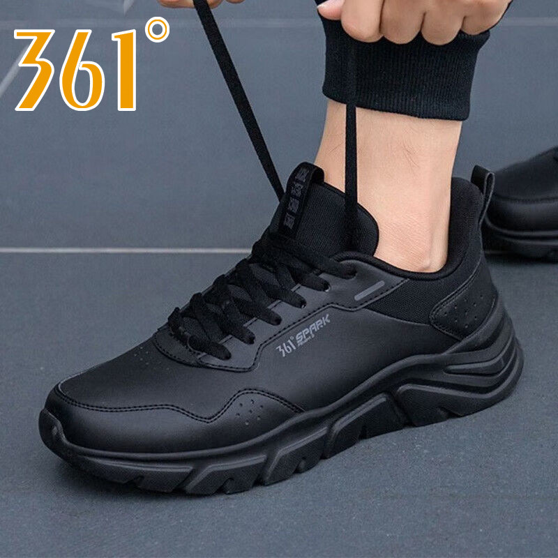 361男鞋运动鞋男春季新款皮面防水旅游休闲鞋官方正品软底跑步鞋