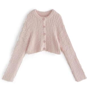 小V日系 日单GRL*女装2024秋季新款行毛绒绒短针织开衫外套女