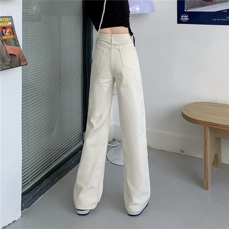 LARGE SIZE FAT SISTER MM HIGH WAIST JEANS WOMENS SPRING AND AUTUMN THIN LOOSE STRAIGHT LEG STUDENT MOPPING WIDE-LEG PANTS TREND