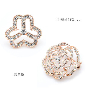 高档胸针女妇联标志胸章时尚满钻玫瑰花会徽嘉宾制服西装别针胸花