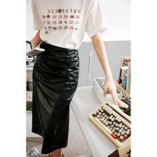 Rosebanks Black Rose Leather Skirt 黑色玫瑰花中长款小A皮裙