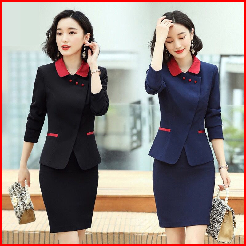 酒店工作服秋冬女餐饮饭店火锅店前台收银员服务员工作服长袖套装