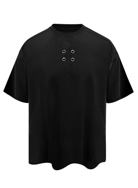 GOJOYJINNI 设计感暗黑金属四孔重磅纯棉300G宽松短袖