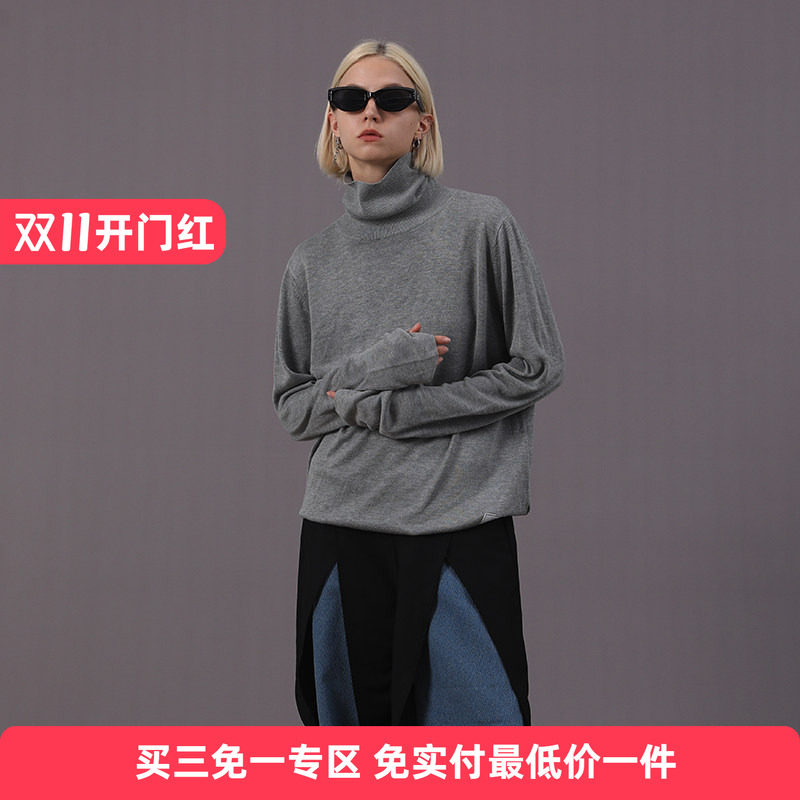 特工高领手套夜行打底针织毛衣