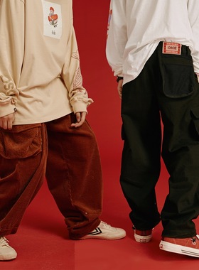 OSCill 轻功能性超宽廓形 双褶口袋工装裤 全棉与灯芯绒面料