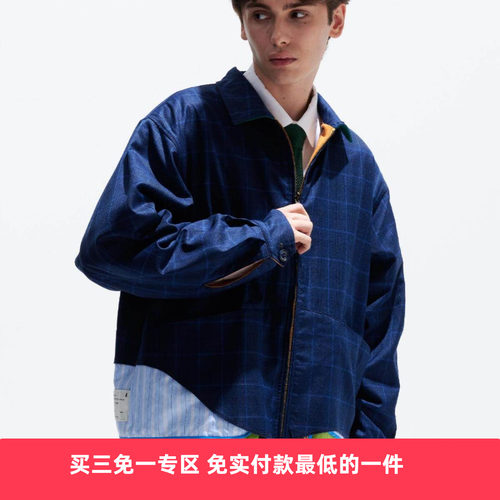 EAFINETAL.双面穿假两件格纹夹克