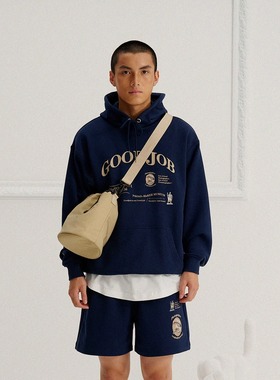 ANB2024秋冬 / 摄影博物馆goodjob印花重磅卫衣帽衫（藏青色）