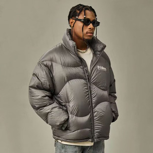 PRBLMS立领短款面包羽绒服男冬季加厚防寒保暖美式外套情侣女潮牌