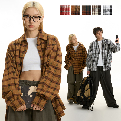 TGNS美式格子衬衫慵懒风