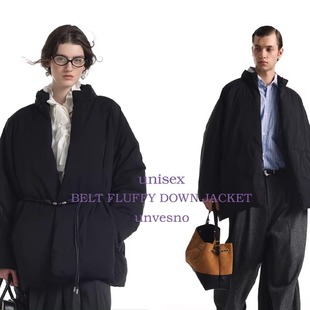 【配腰带】Unvesno(UN)Demure风90白鸭绒极简保暖中长款羽绒服