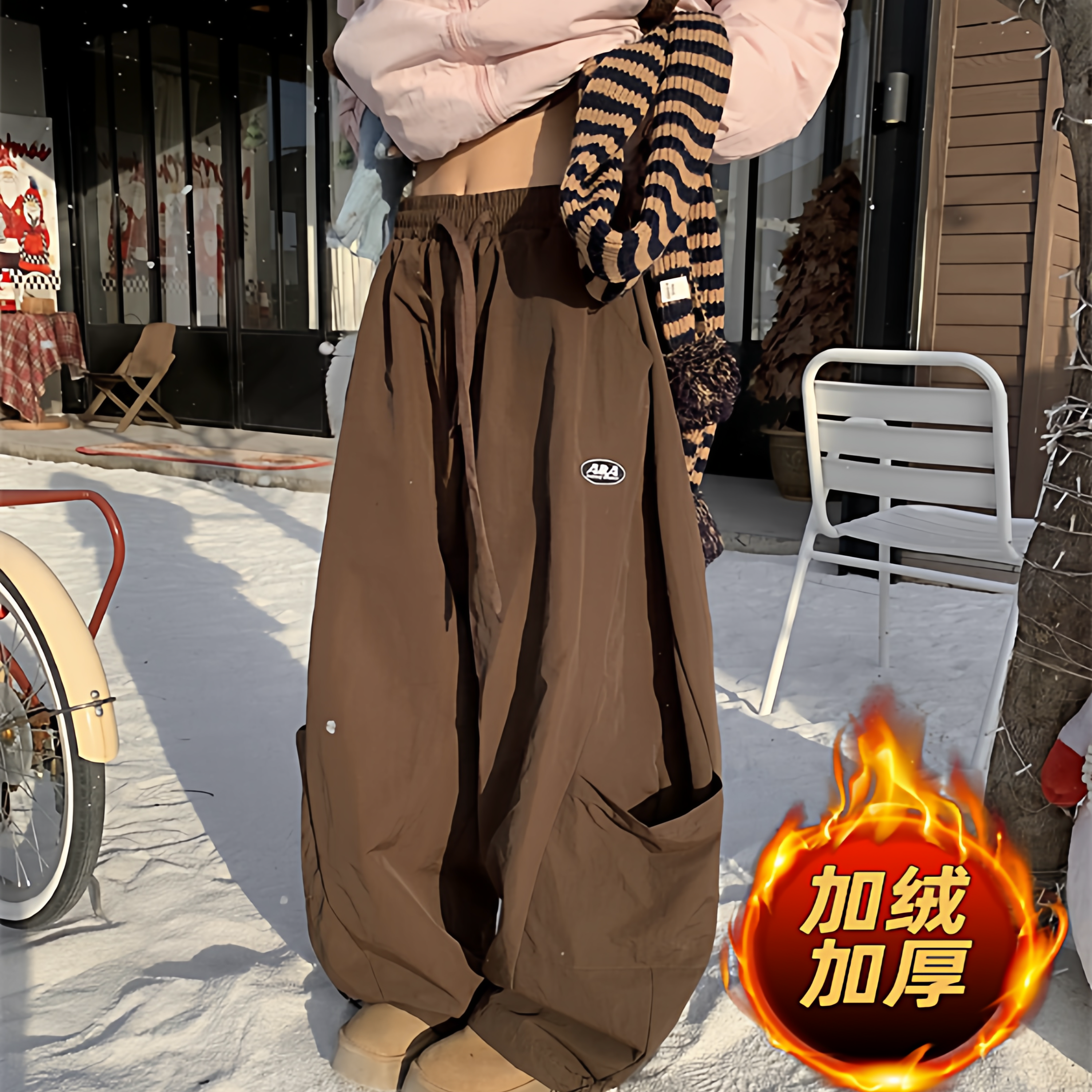 防风防水美式弯刀冲锋裤男女秋冬