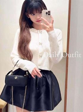 CI代购M家26春夏缎面松紧腰A字短款褶皱蓬蓬半身裙MFPJU01616