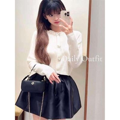 CI代购M家26春夏缎面松紧腰A字短款褶皱蓬蓬半身裙MFPJU01616