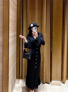 CI代购S家26春夏优雅V领喇叭袖蕾丝收边针织连衣裙SFPRO04777