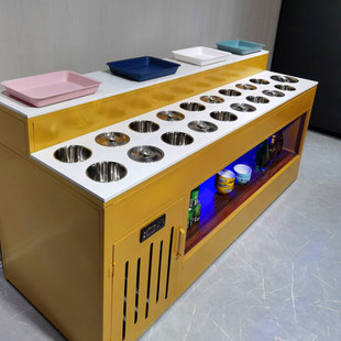 火锅店调料台串串香小料台蘸料台商用冷藏保鲜麻辣烫酱料台大理石