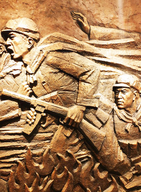 部队红军人物玻璃钢仿铜