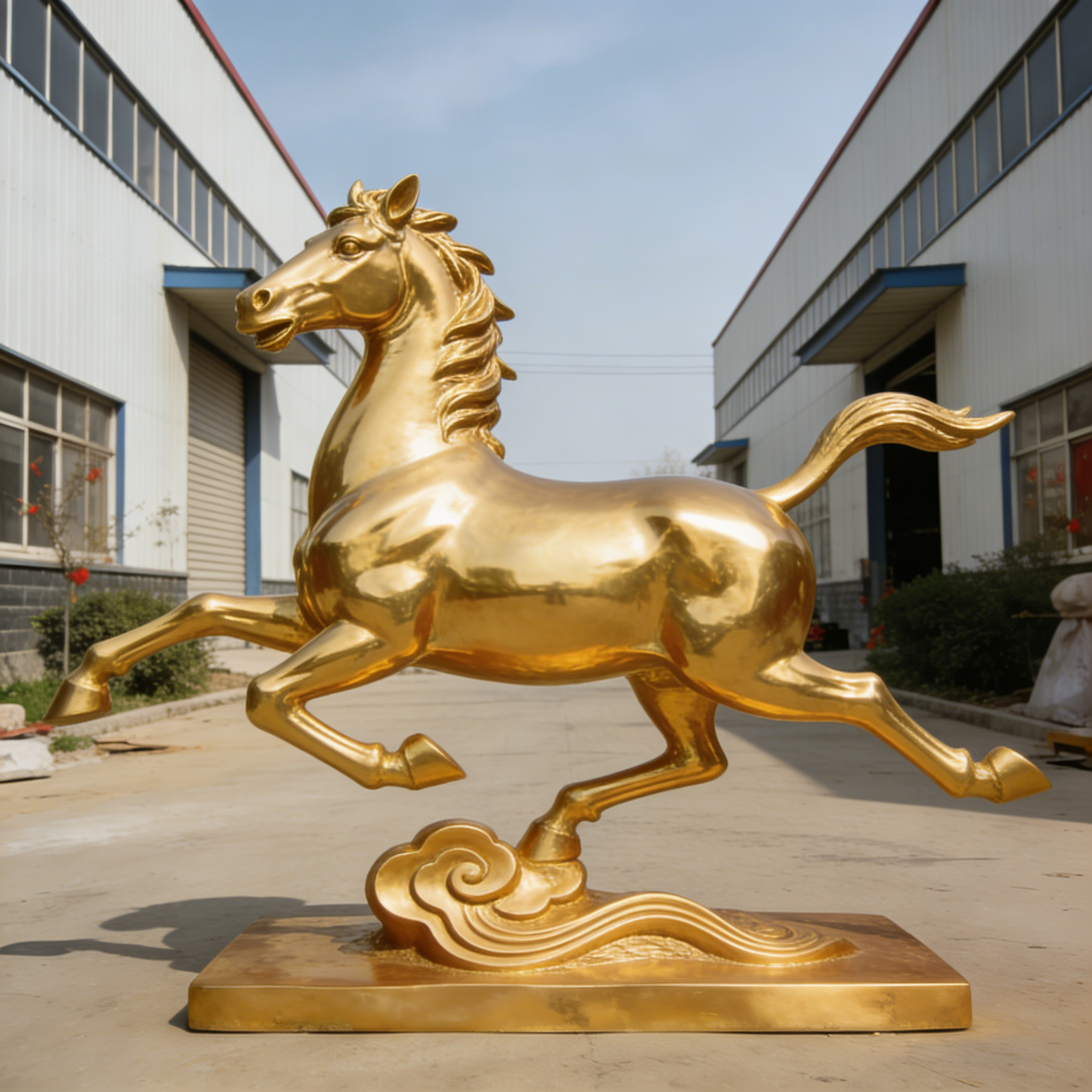 彩绘马卡通玻璃钢雕塑定制摆件商业街超市定制大型互动打卡景观