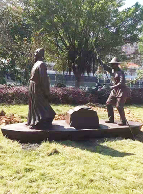 渔民古代人物玻璃钢仿铜户外