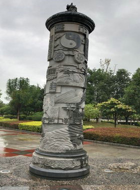 石雕文化柱子装饰摆件花岗岩石雕制作源头厂家情景艺术定制大型