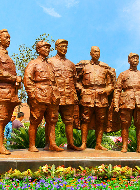 渡江战役雕塑大型户外邓小平粟裕刘伯承陈毅谭震林将军铸铜雕像