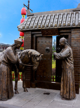 见面行礼仪文化主题公园广场铸铜人物雕塑古代民俗小品户外摆件