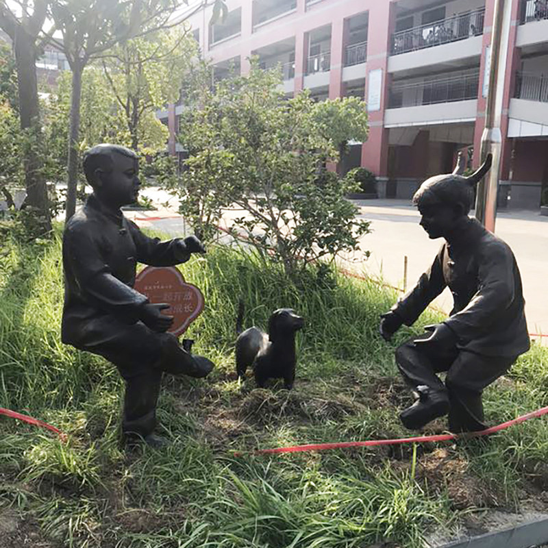 铸铜人物雕塑踢毽子跳绳小孩童趣游戏公园广场户外小品景观摆件