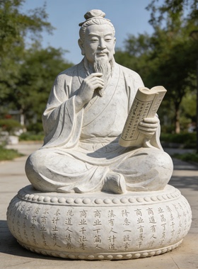 校园历史名人古代商圣范蠡汉白玉石雕雕像室内景区纪念馆大型装饰