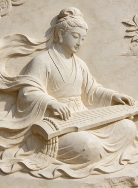 汉白玉精品人物浮雕青石复古影壁石艺术抽象石雕雕塑摆件校园庭院