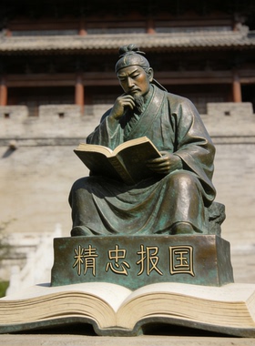 古代将军爱国人物尽忠报国主题铸铜人物雕像玻璃钢仿铜雕塑定制