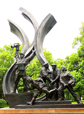 解放上海雕塑艺术公园大型解放战争造型户外景区纪念馆玻璃钢摆件