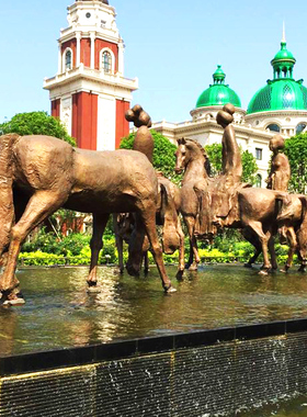 仕女骑马雕塑艺术公园大型抽象造型户外草坪玻璃钢铸铜摆件工艺品