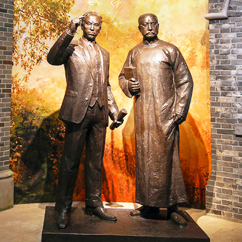 南陈独秀北李大钊名人铜像相约建党博物馆主题玻璃钢人物雕塑摆件