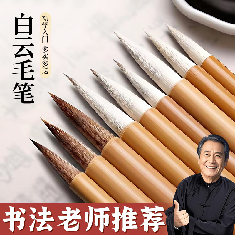 毛笔书法初学小楷狼毫兼毫中白云隶书行书科学篆书水彩套装文房四宝国画专用小学生十大名牌瘦金体