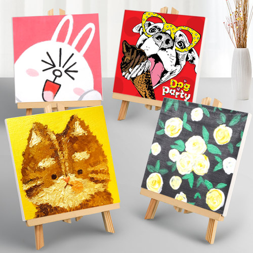 迷你画架画板套装 桌面画架木质展示架 丙烯油画颜料绘画桌面摆件