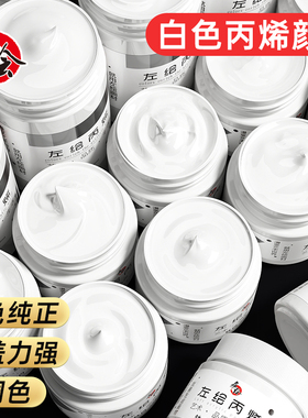 白色丙烯颜料500ml大瓶罐装防水防晒不掉色100ml炳稀钛白儿童手绘涂鸦diy300ml美术生专用肌理画