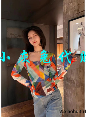 小灰兔专柜正品代购2025夏款网纱泫雅打底衫5300927-2A21758-001