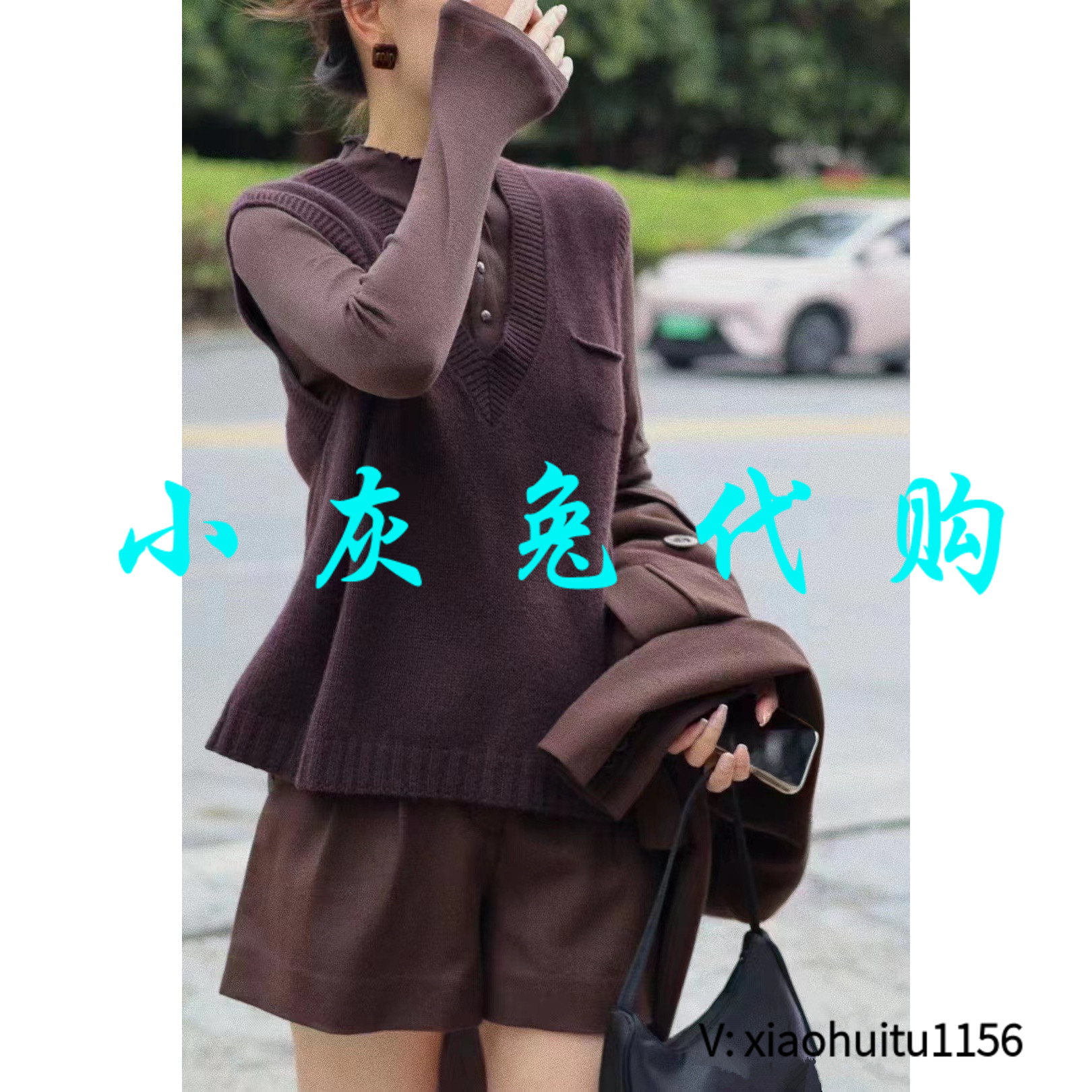小灰兔专柜正品代购2026秋季新款V领针织套头时尚马甲女5399256-