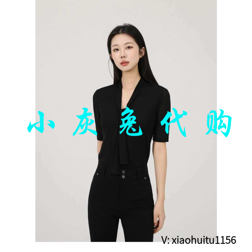 小灰兔专柜正品代购2026夏季系带弹力丝网透气飘带领衬衫130159
