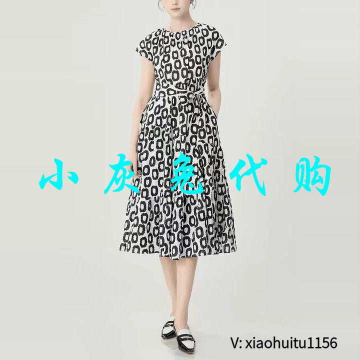 小灰兔专柜正品代购2025夏法式洋装时尚中国风腰带连衣裙5500533