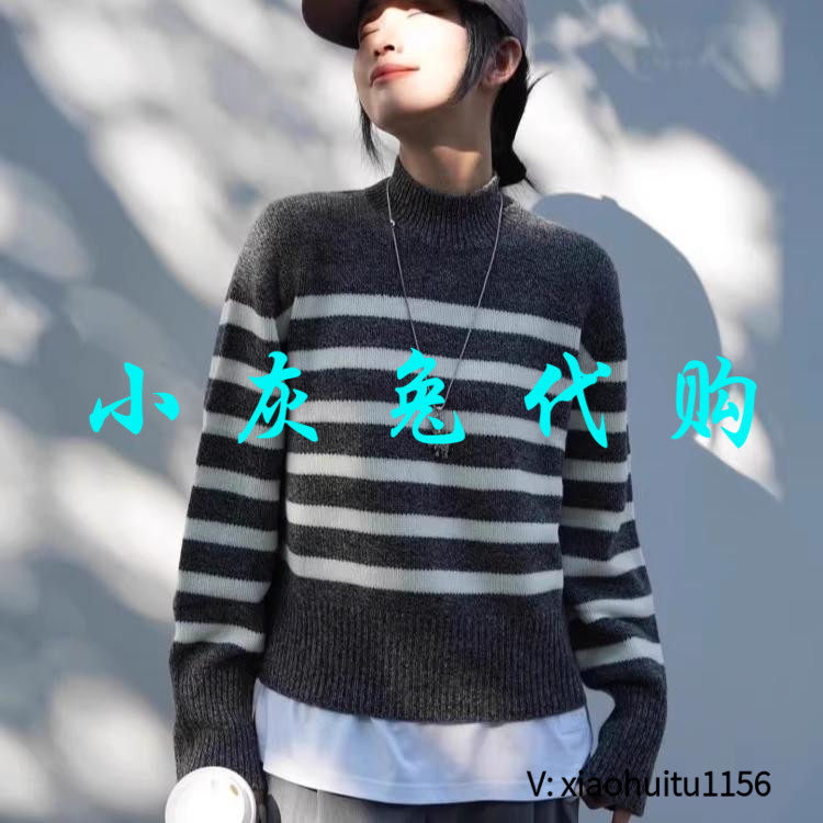 小灰兔专柜正品代购2026款舒适松弛感条纹针织衫毛衣5399774