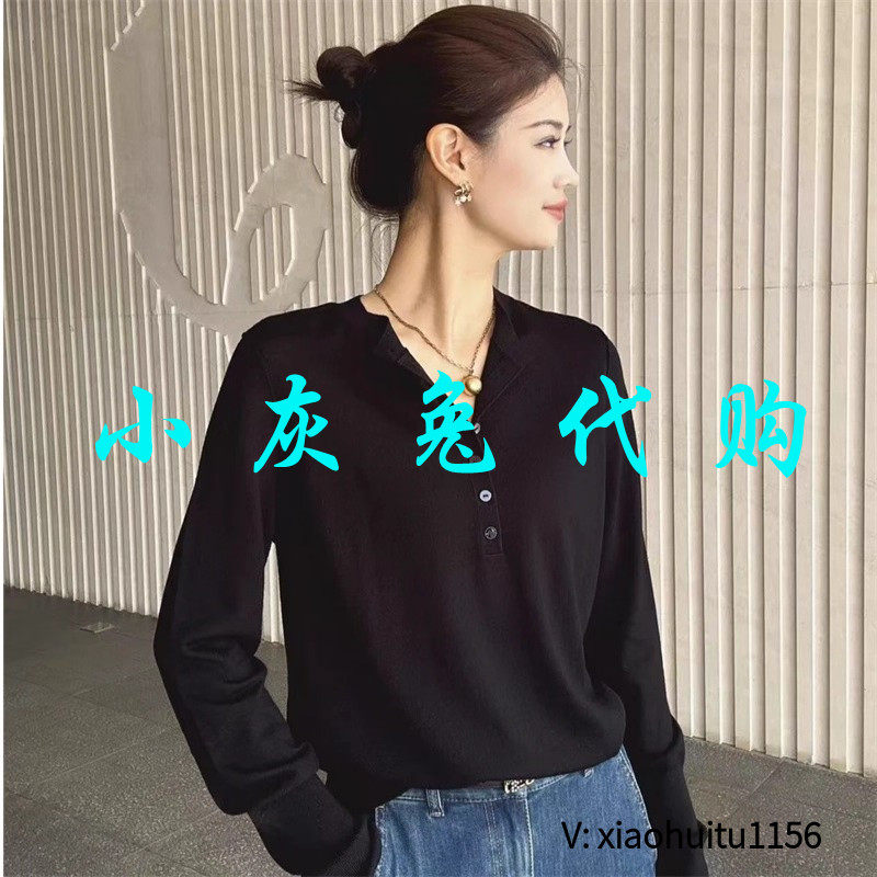 小灰兔专柜正品代购2026秋装新款黑色长袖T恤女538102-4T09811