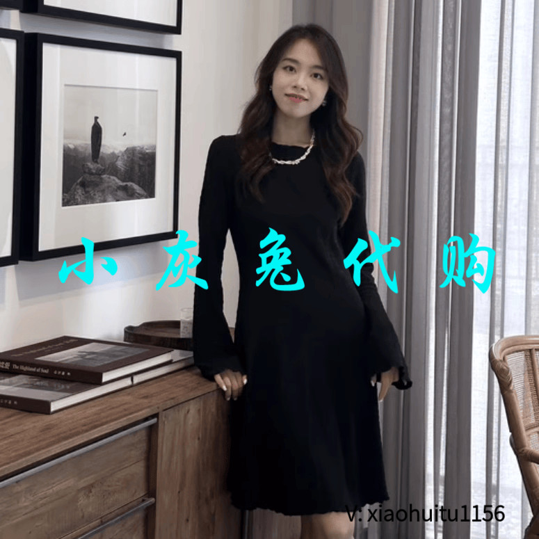 小灰兔专柜正品代购2026秋装修身弹力小黑裙1500543-4249211-001