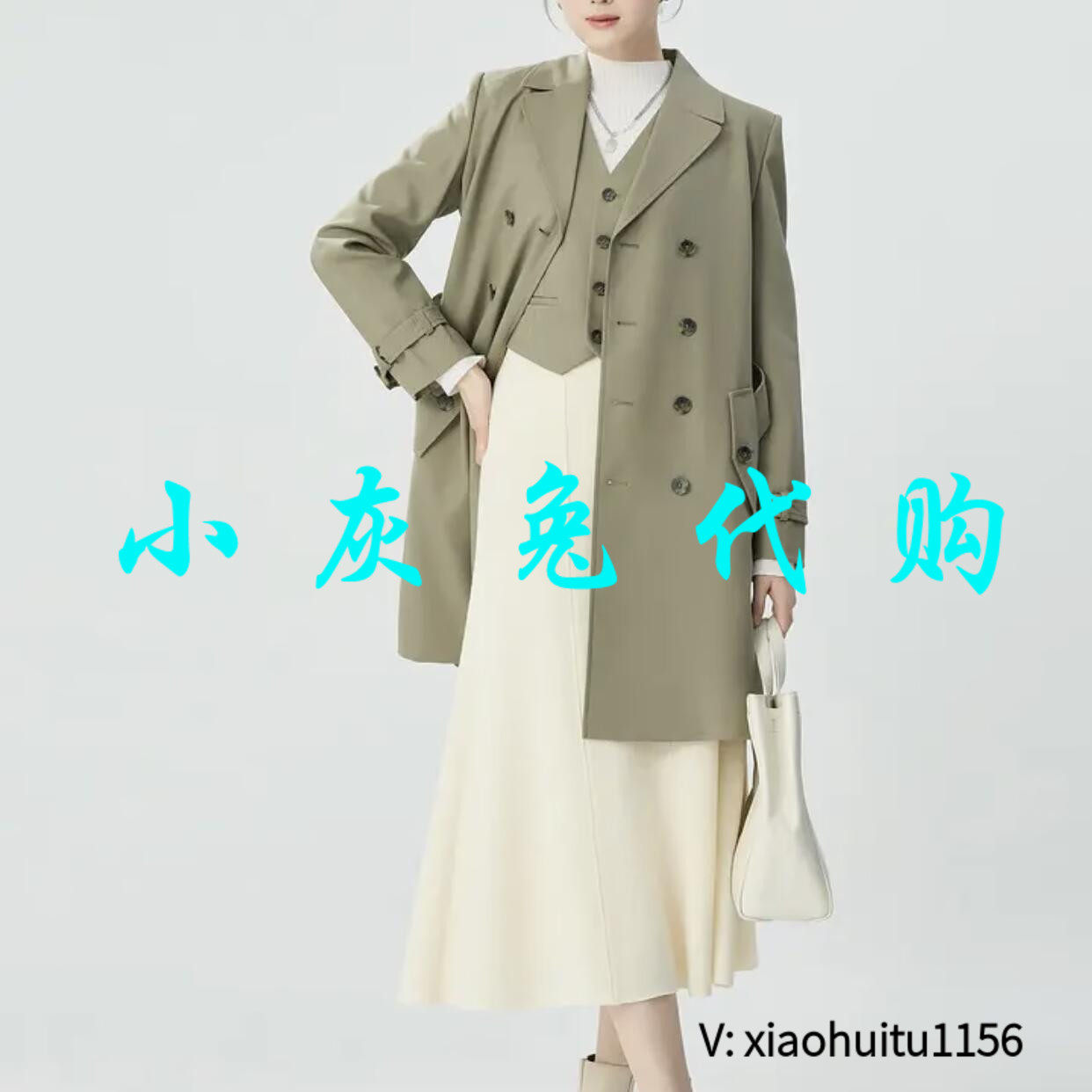 小灰兔专柜正品代购2026秋冬中长款风衣外套1400818-4238569-001